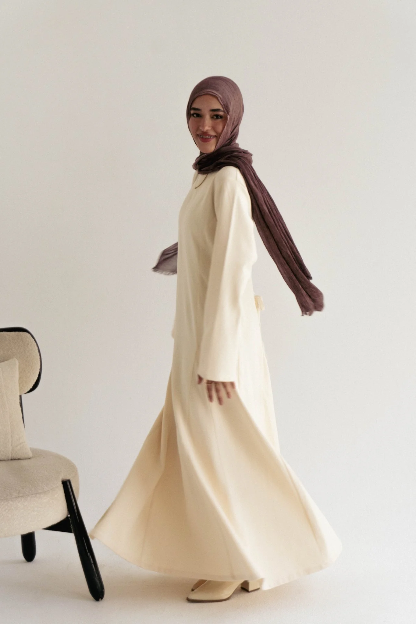 Cotton maxi dress in Beige - Image 3