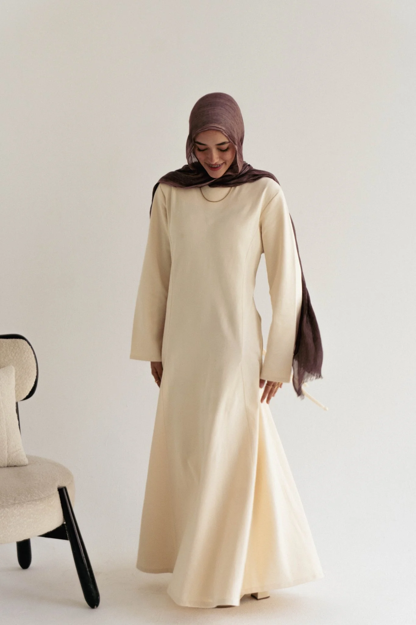 Cotton maxi dress in Beige - Image 4