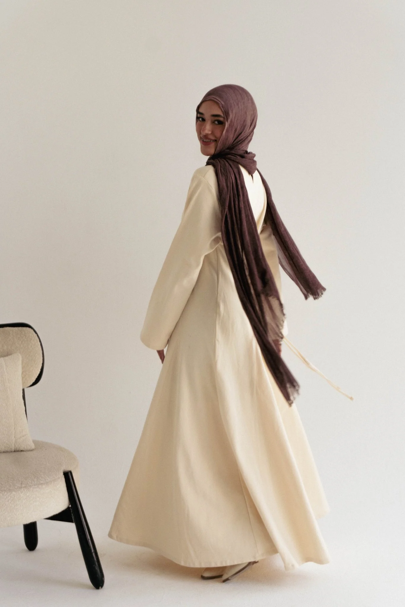 Cotton maxi dress in Beige - Image 5