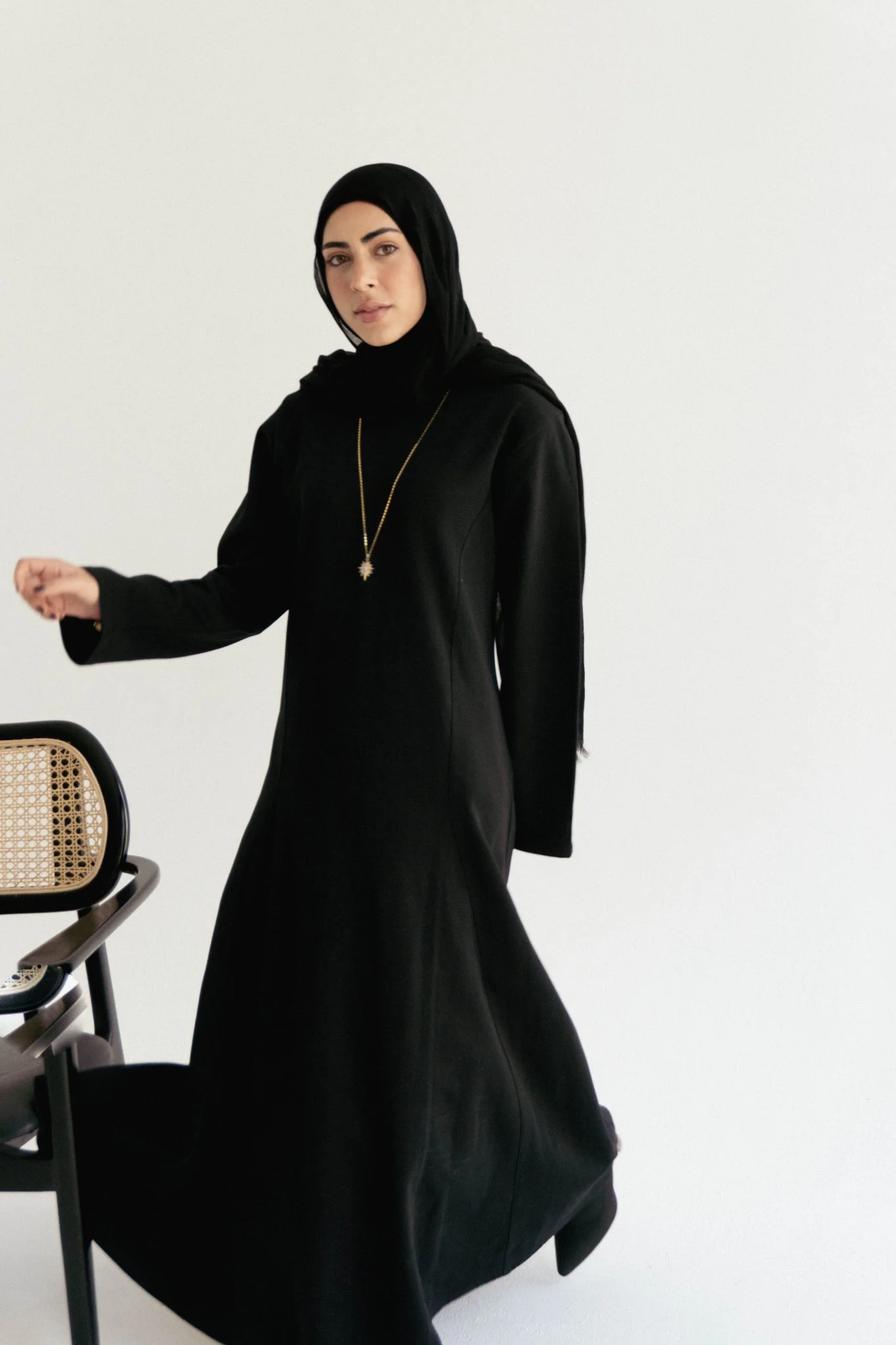 Cotton maxi dress in black - Image 3