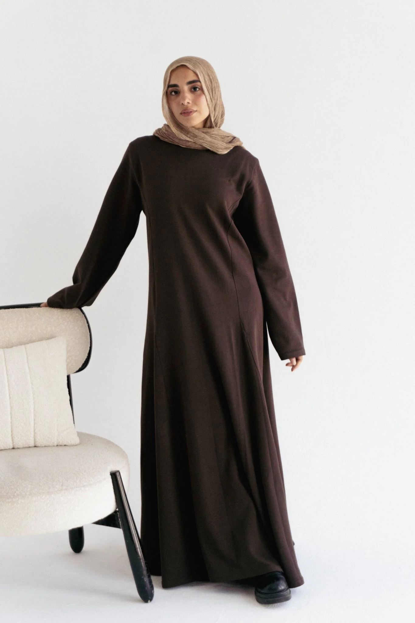 Cotton maxi dress in Brown - Image 3