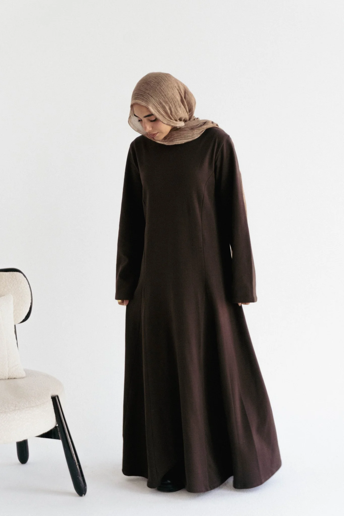 Cotton maxi dress in Brown - Image 4
