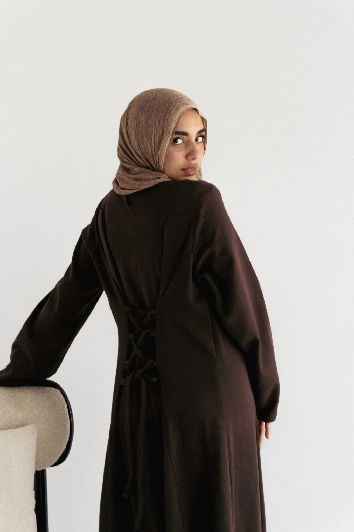 Cotton maxi dress in Brown - Image 5