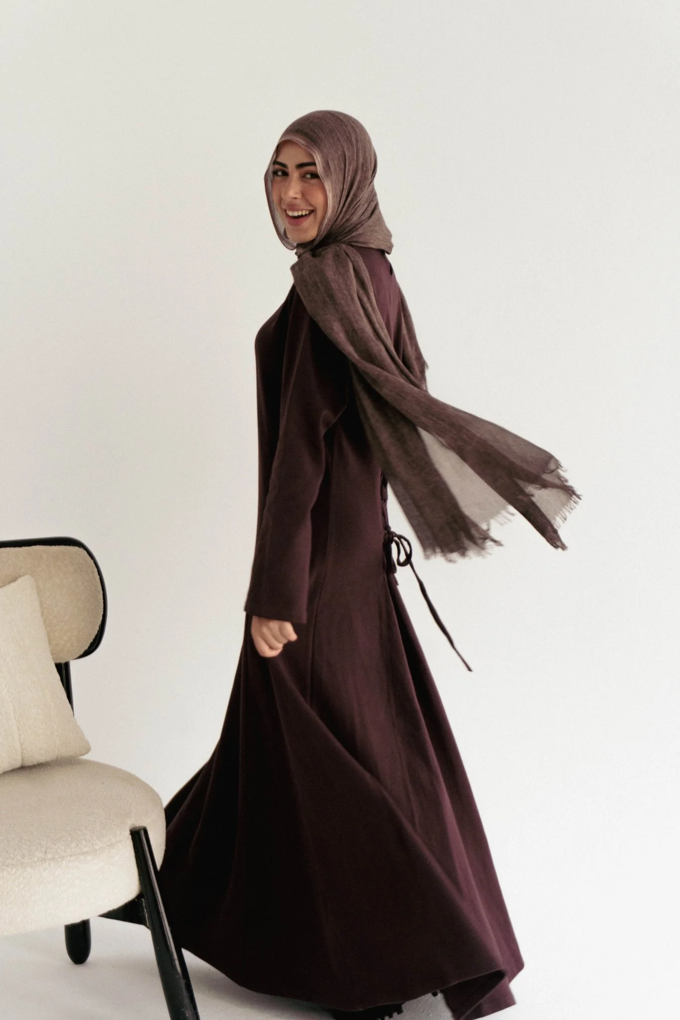 Cotton maxi dress in Wine - Image 3