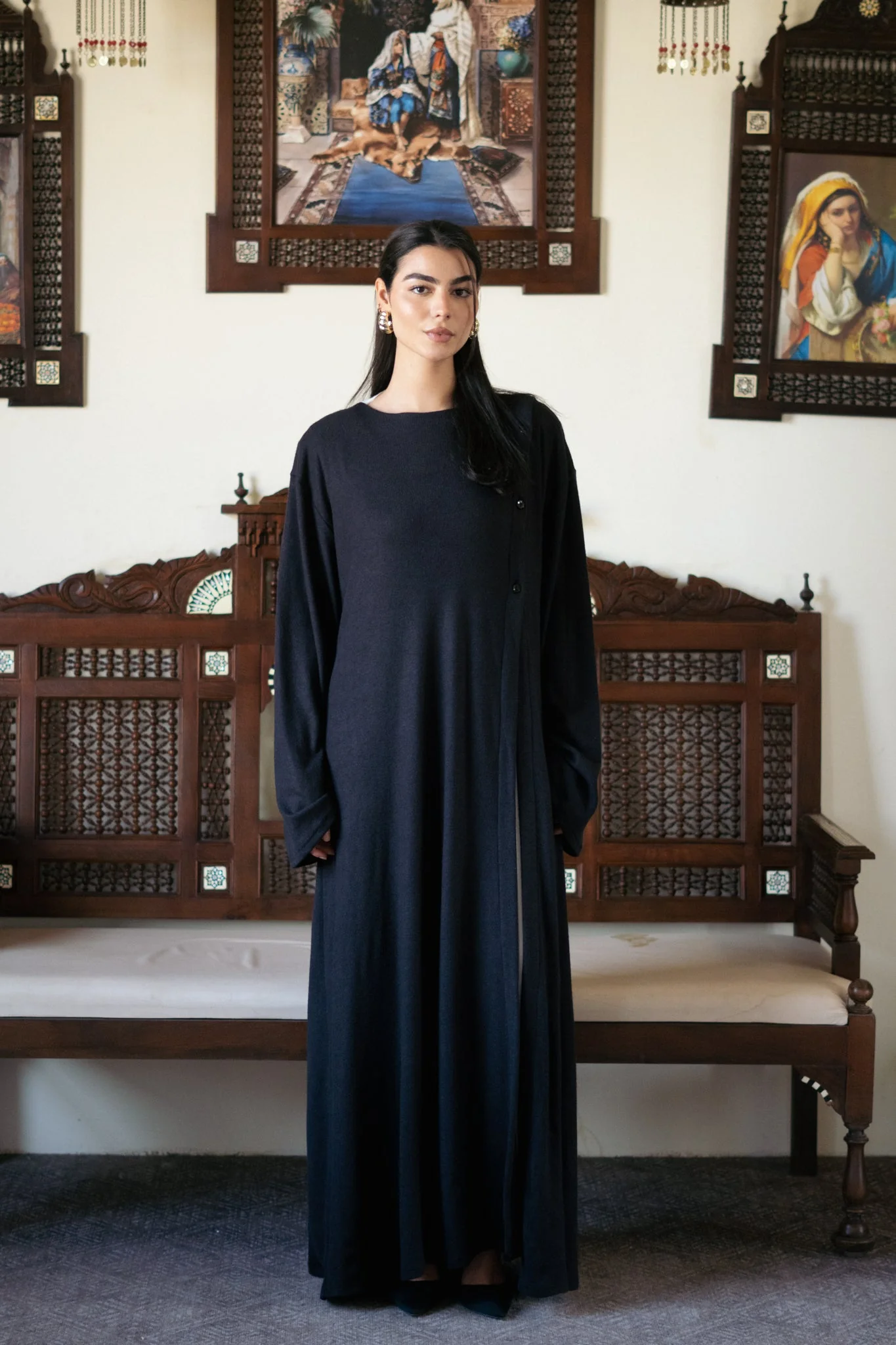Knit Dress with Pleated Underlayer - Image 3