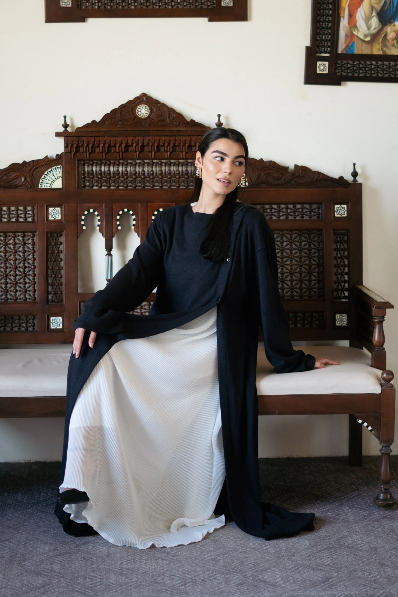 Knit Dress with Pleated Underlayer - Image 5