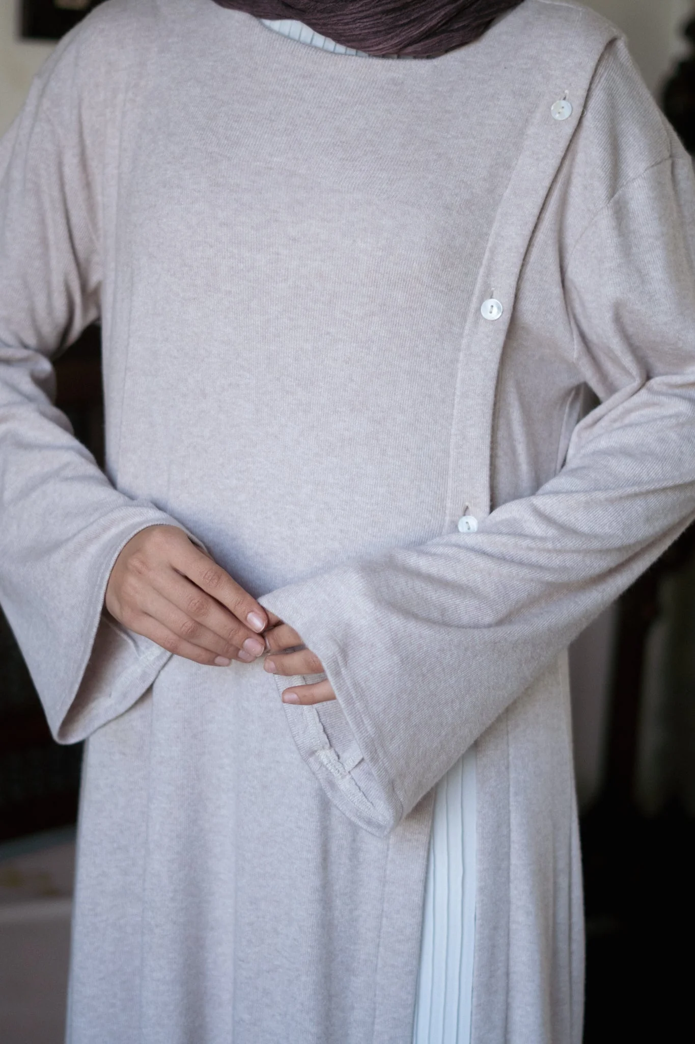 Knit Dress with Pleated Underlayer - Image 4