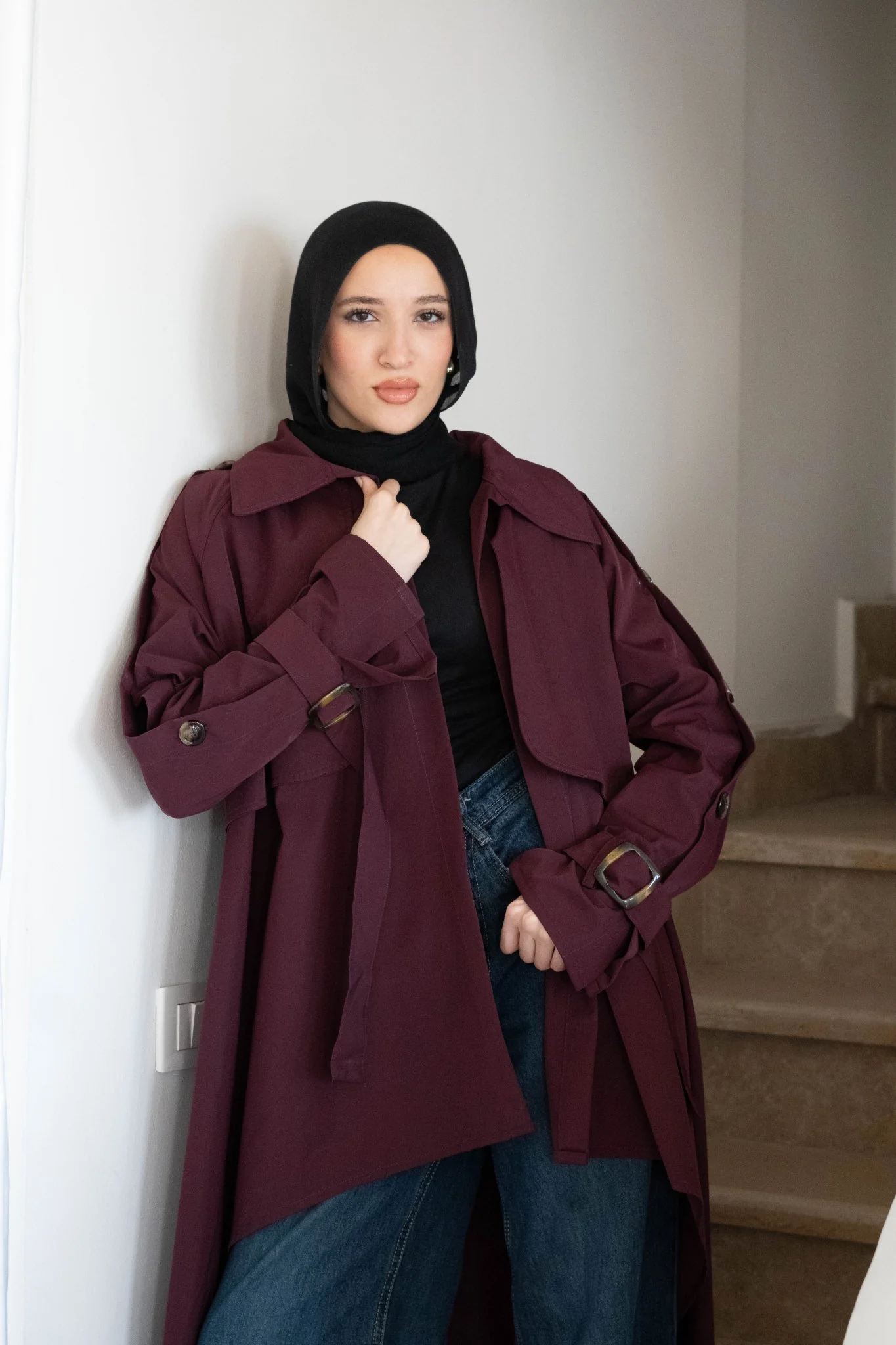 Le trench coat in burgundy - Image 2