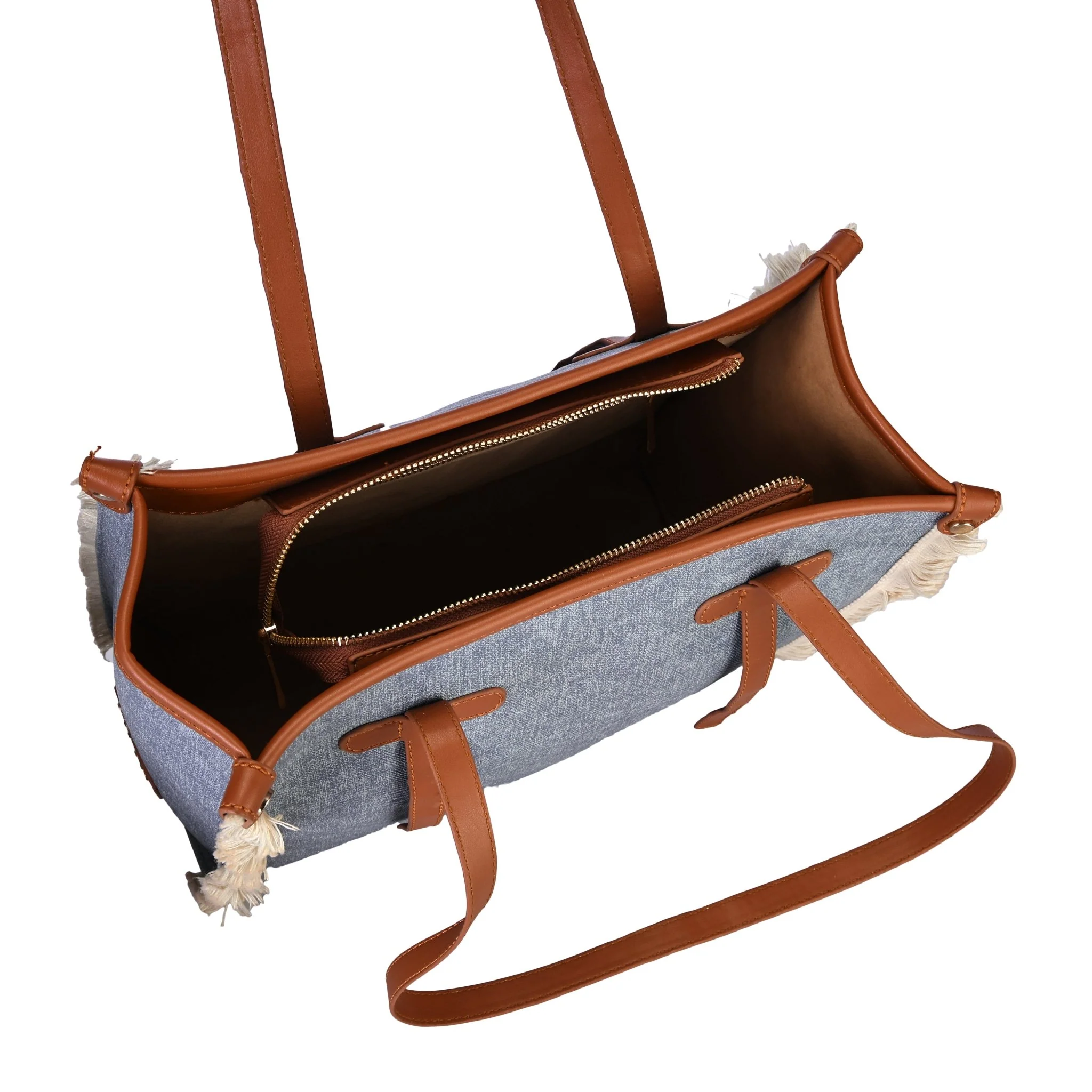 Lilly Denim Fringe Tote - Image 2