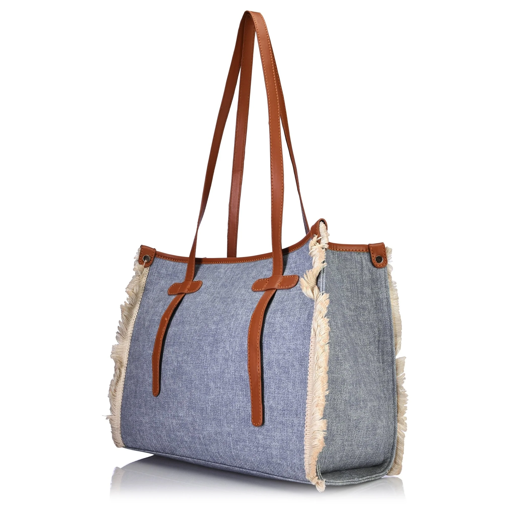 Lilly Denim Fringe Tote - Image 4