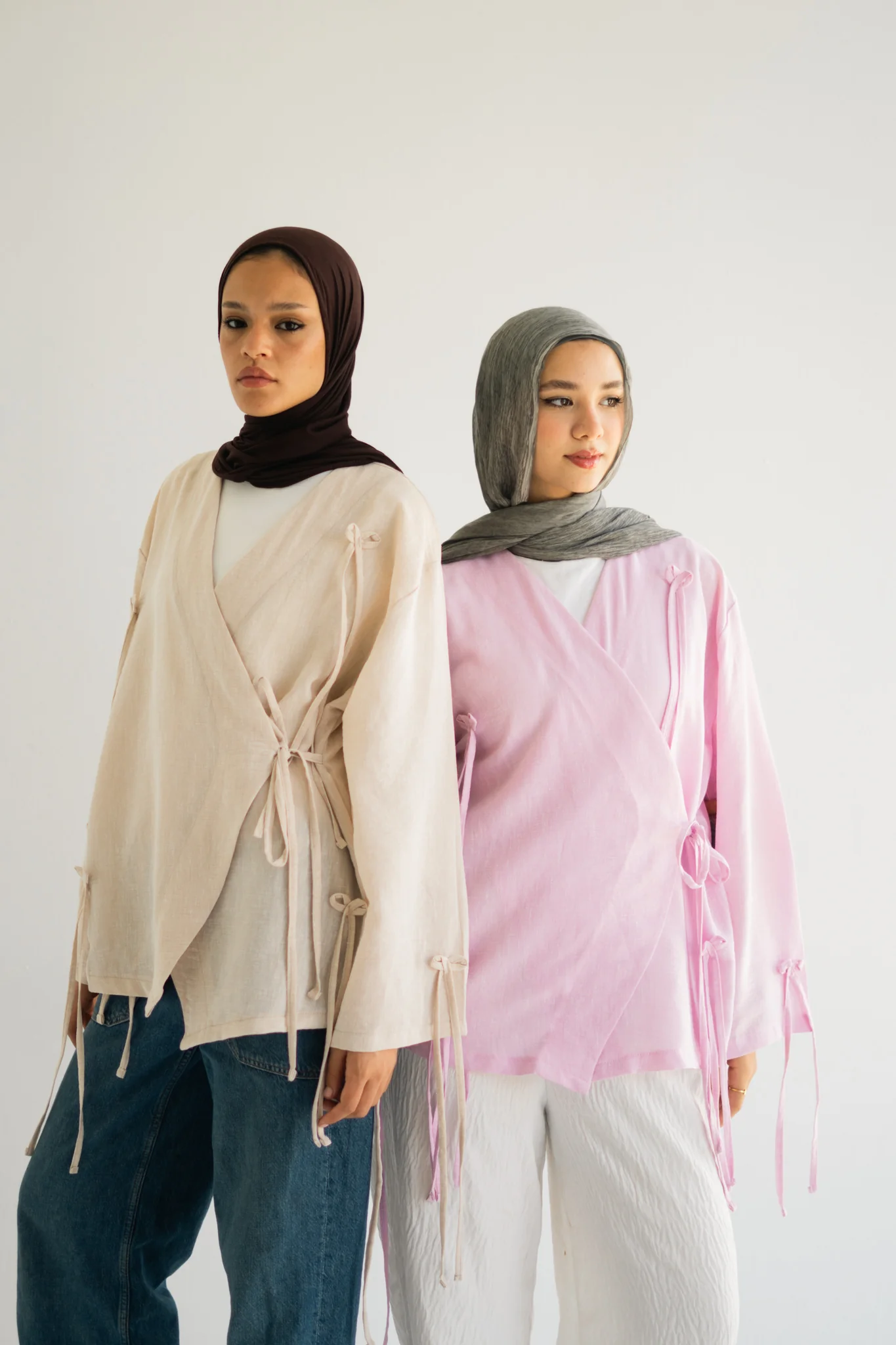 Linen Bow Wrap Top - Image 3
