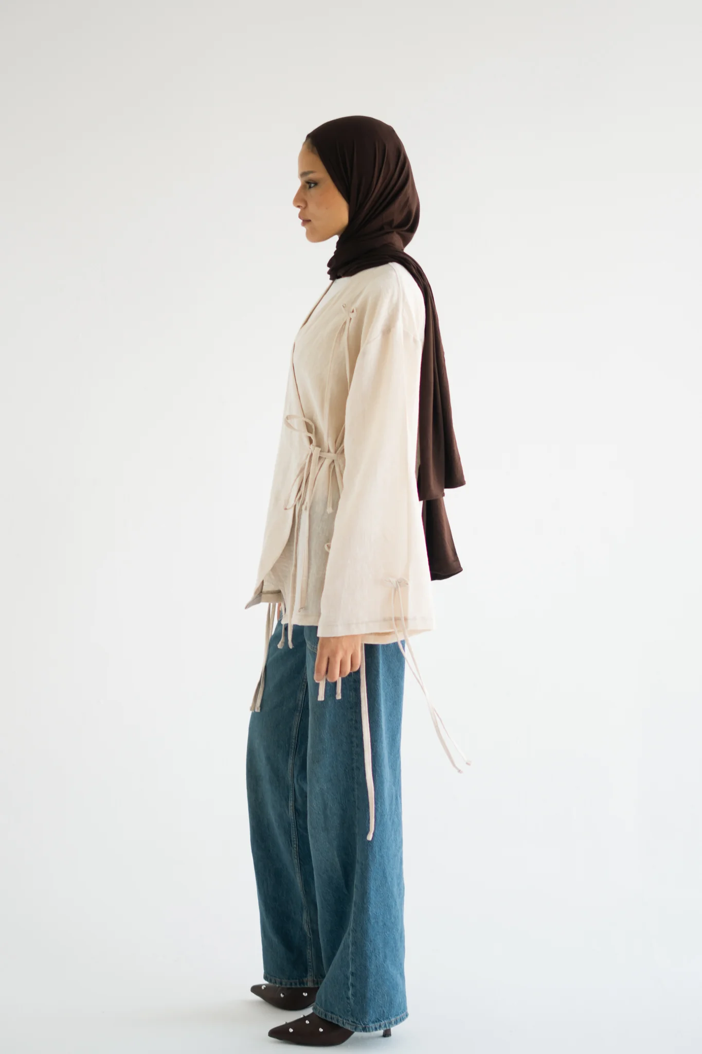Linen Bow Wrap Top - Image 4