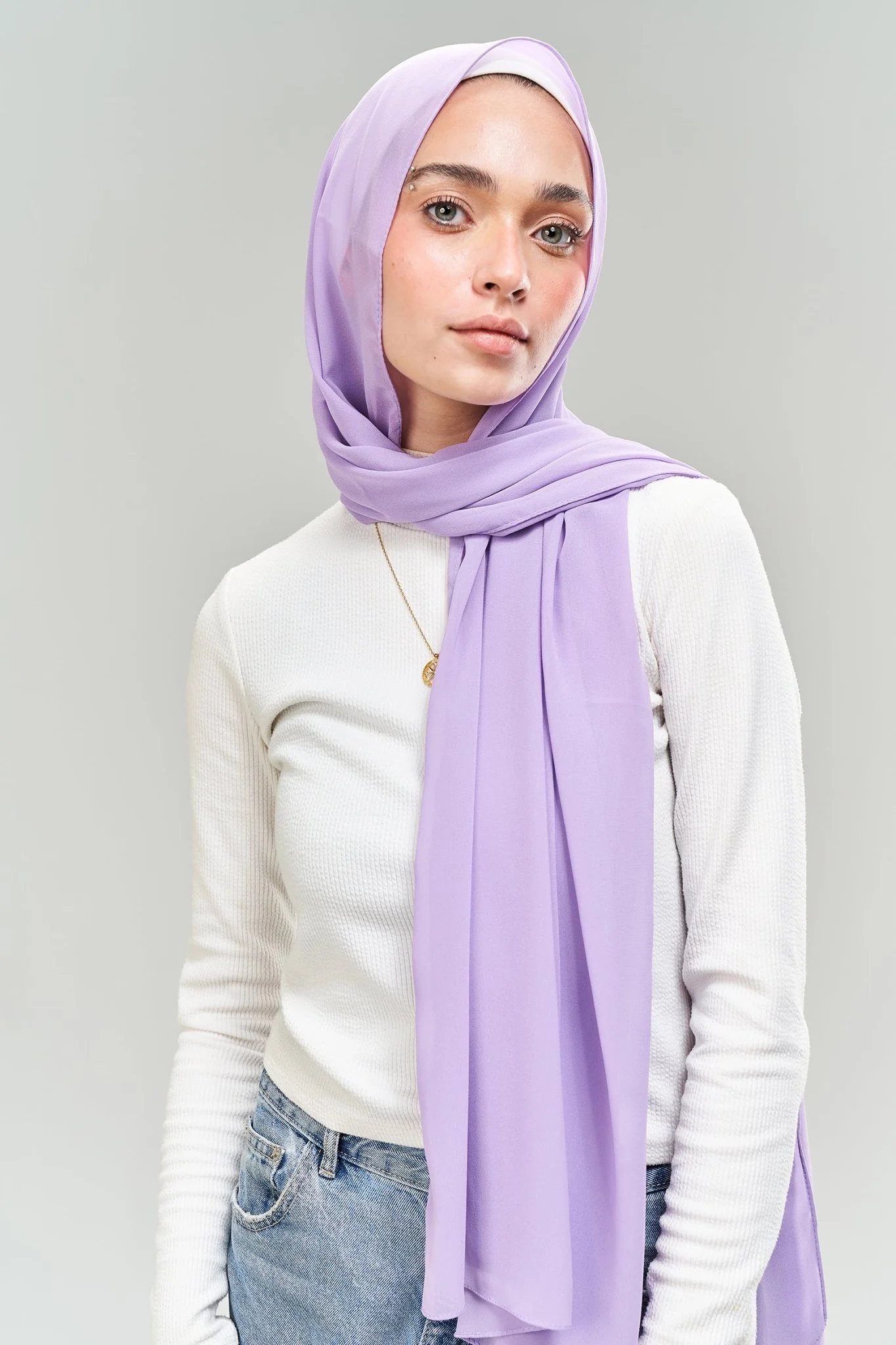 Plain purple chiffon - Image 2