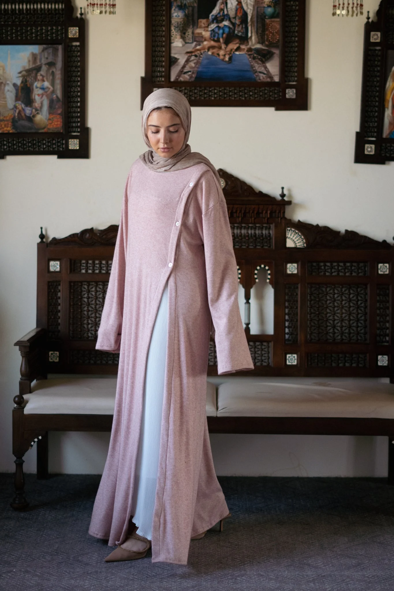 Knit Dress with Pleated Underlayer