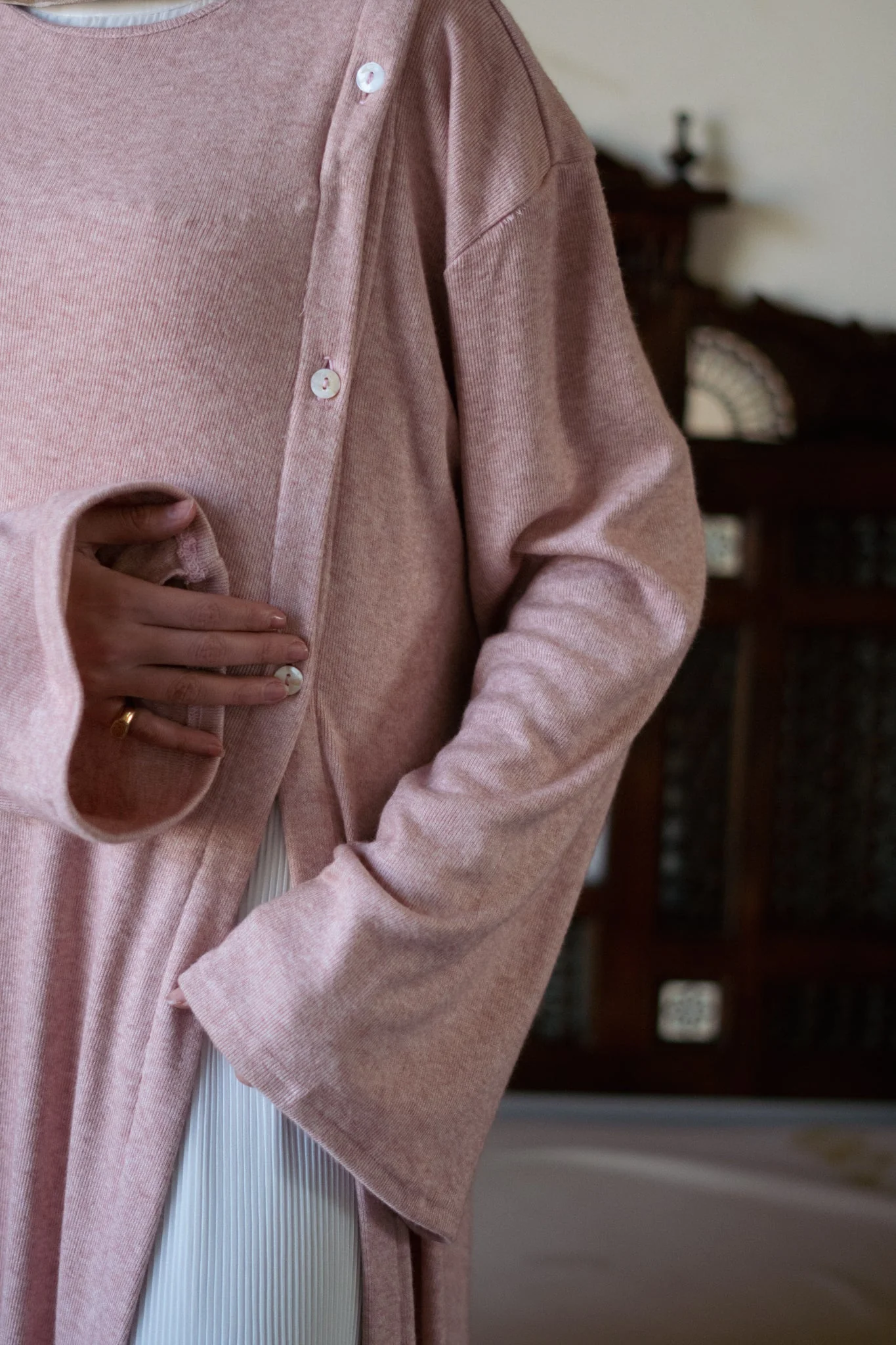 Knit Dress with Pleated Underlayer - Image 3