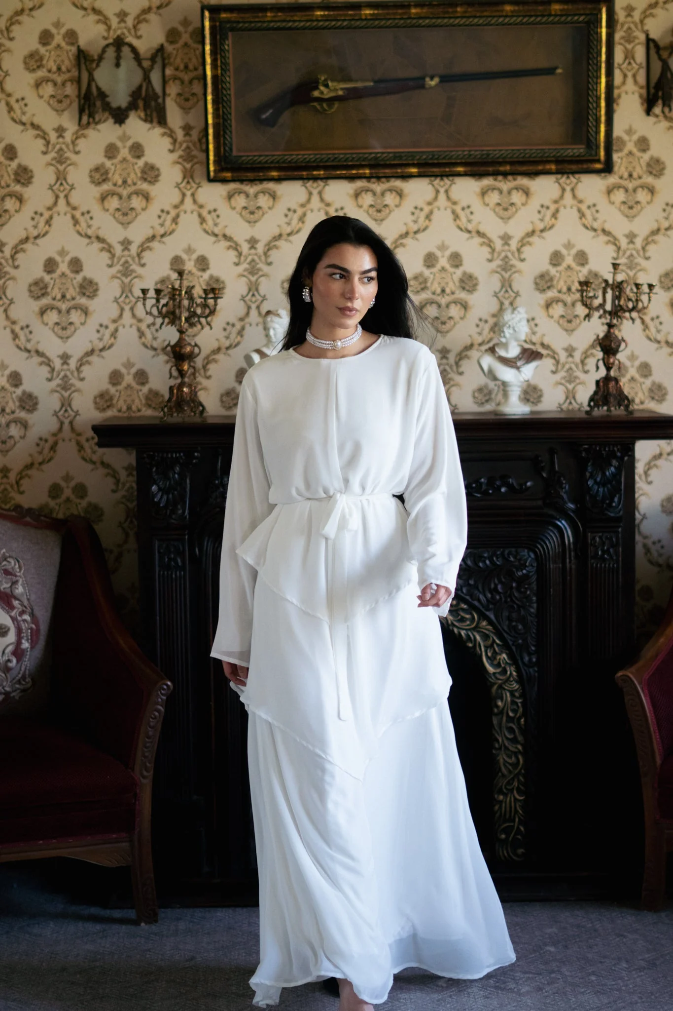 Swan chiffon dress