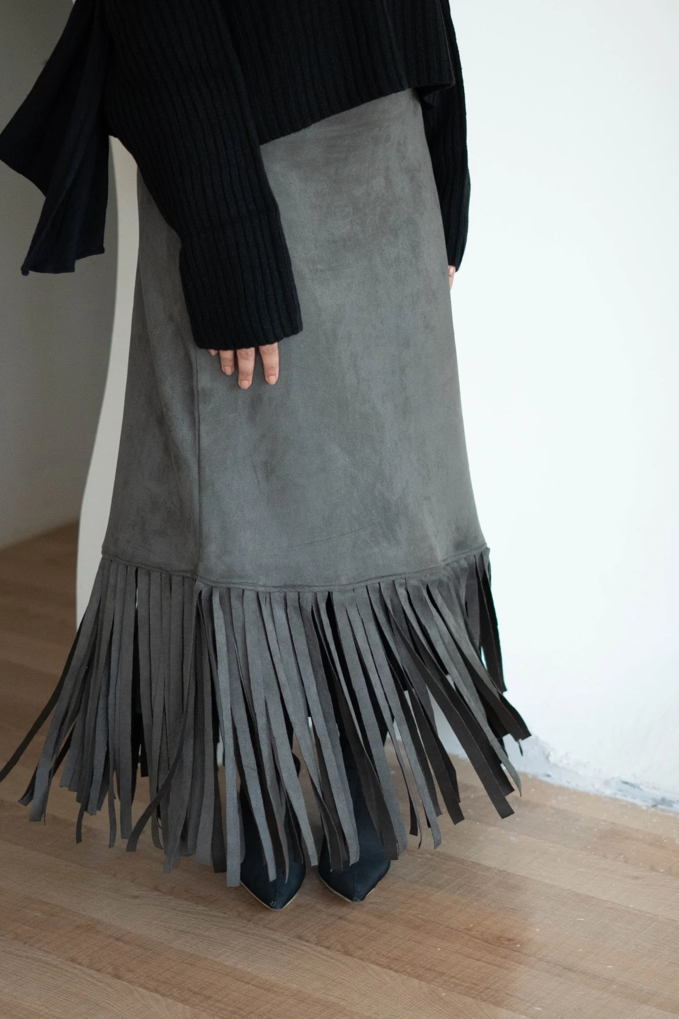 Suede Fringe Skirt - Image 3