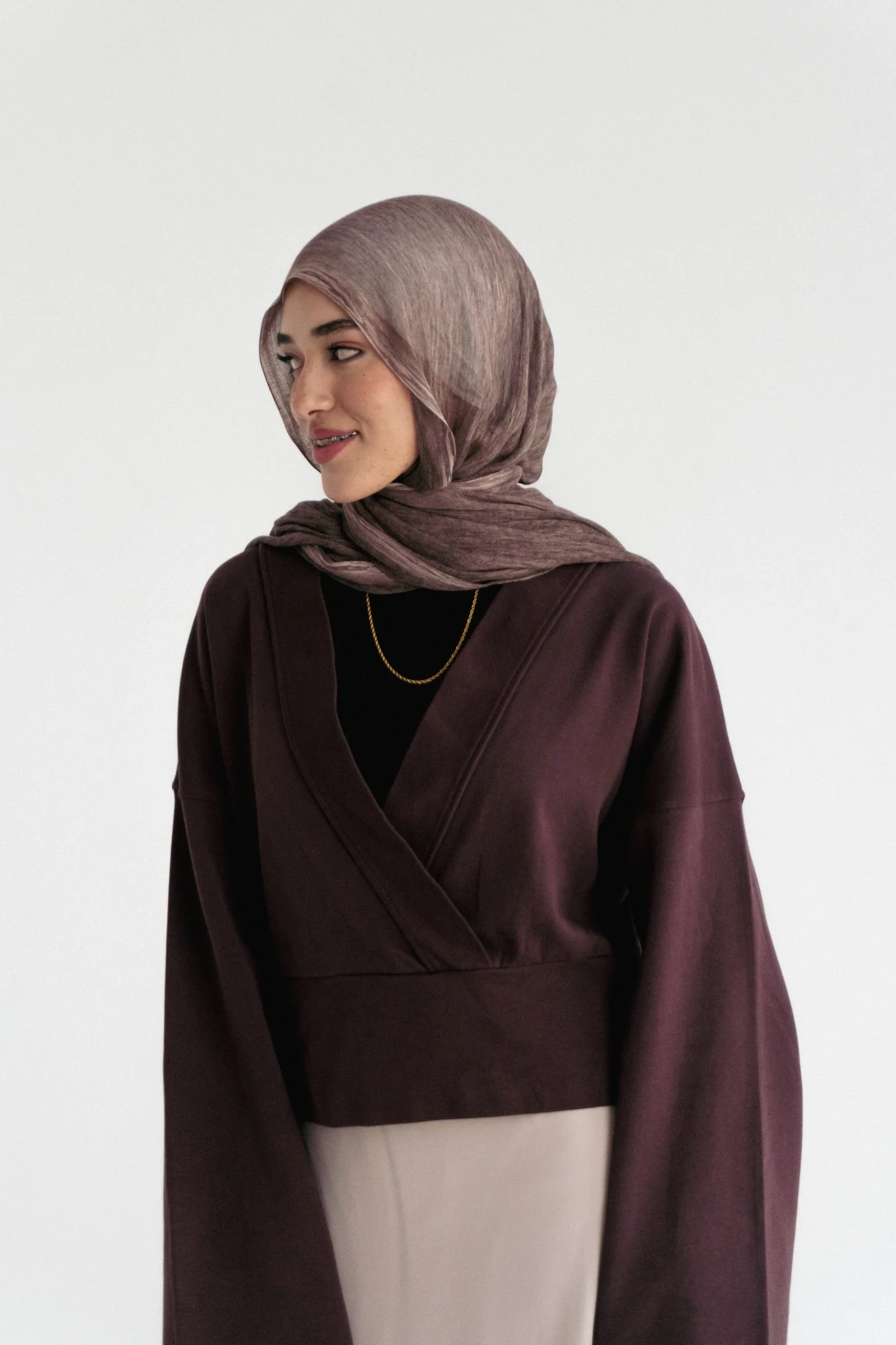 The wrap cozy top in Wine - Image 5