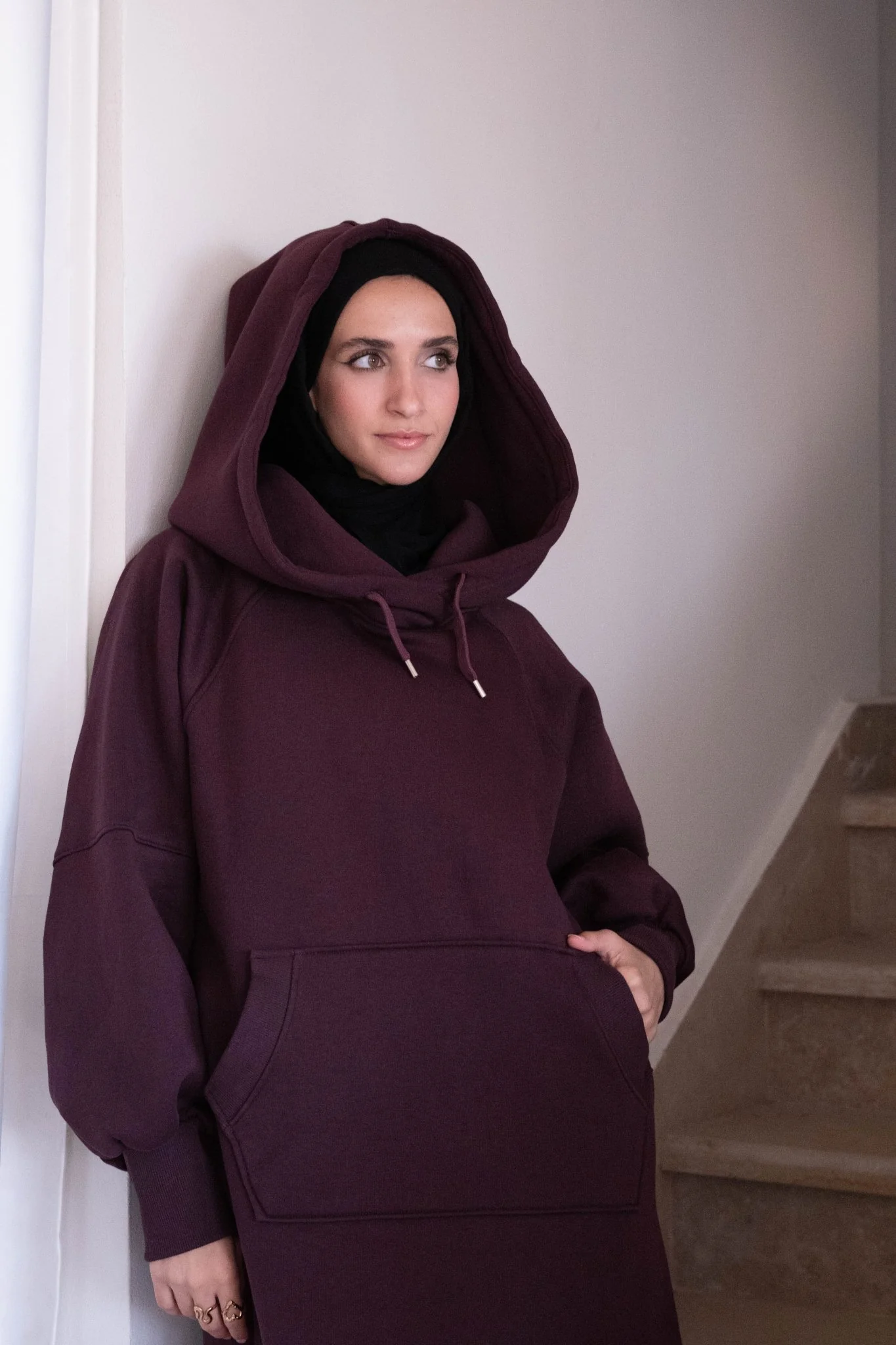 Winter Stroll dress in Burgundy - Image 2