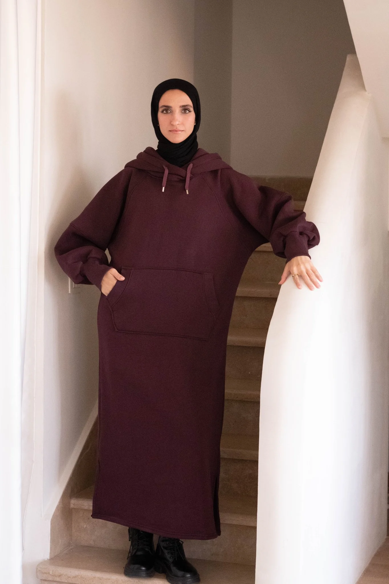 Winter Stroll dress in Burgundy - Image 3