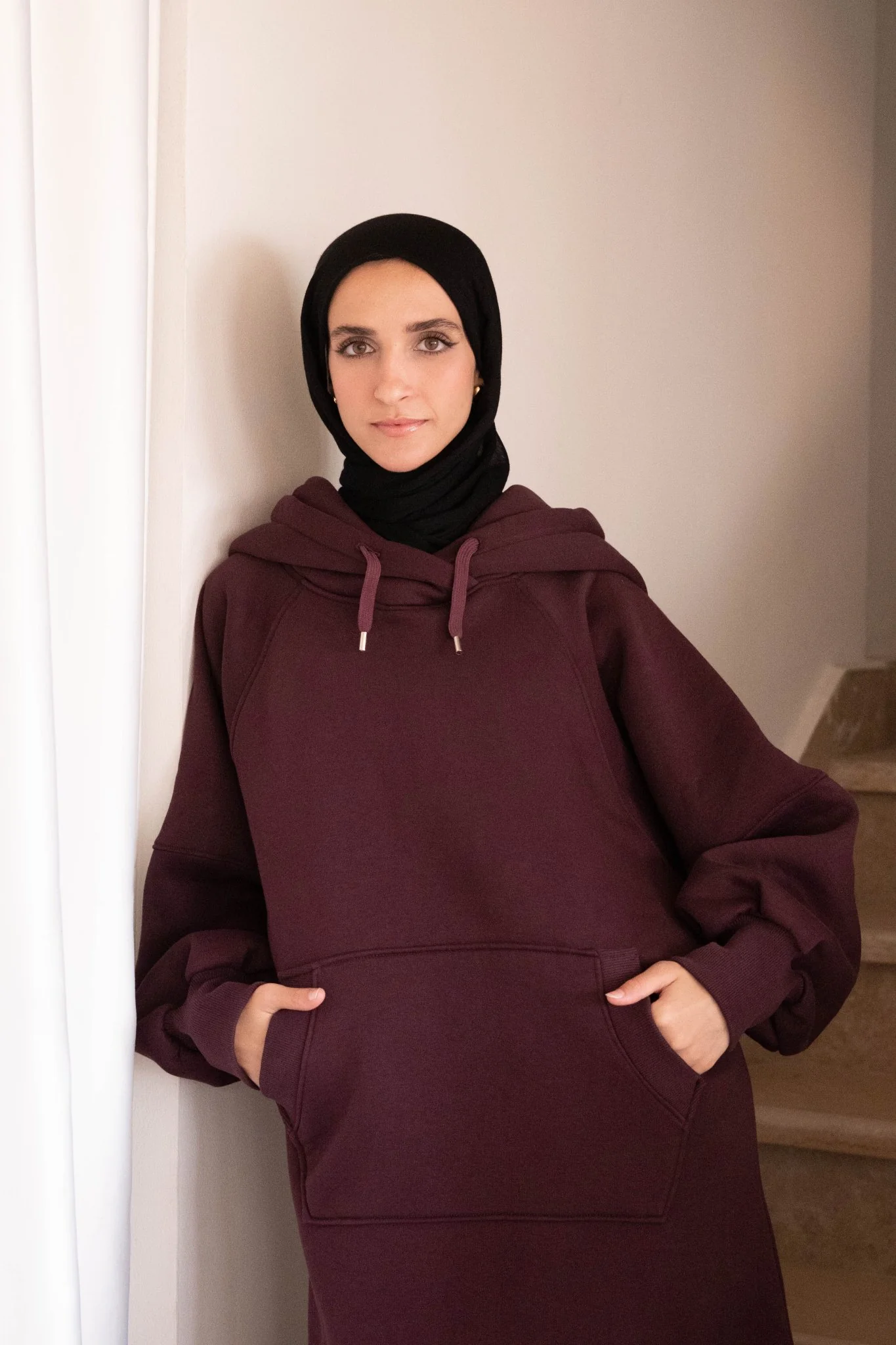 Winter Stroll dress in Burgundy - Image 5
