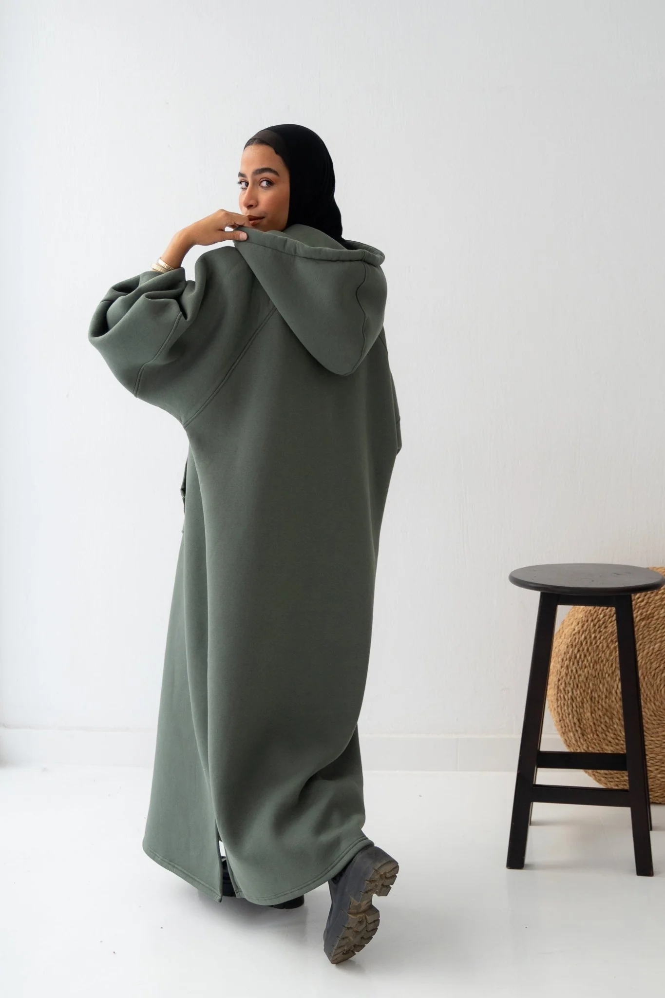 Winter Stroll dress in olive - Image 3