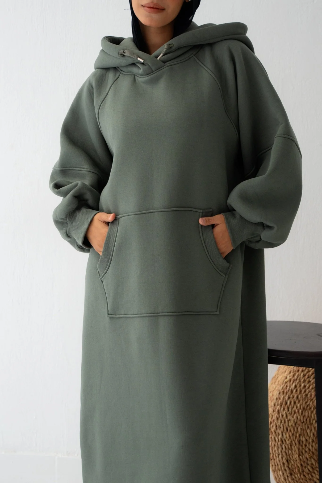 Winter Stroll dress in olive - Image 4